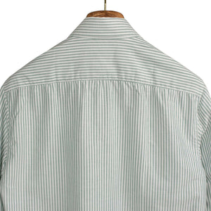 Buttoned collar shirt in washed green candy stripe oxford (restock)