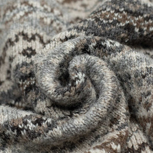 Fair Isle crew-neck sweater, buckwheat, grey, brown, and black (restock)