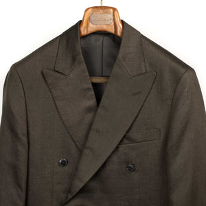 Double breasted jacket in brown linen