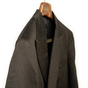 Double breasted jacket in brown linen