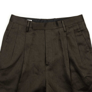 Shoecut pleated trousers in brown linen