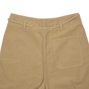 Traveller drawstring pants in garment dyed khaki cotton linen