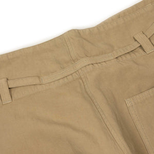 Traveller drawstring pants in garment dyed khaki cotton linen