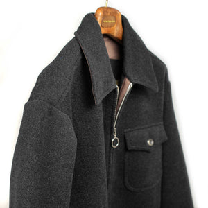 Shell Blouson in charcoal wool herringbone duffel cloth