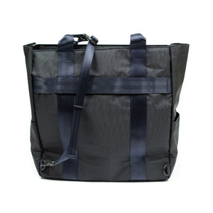 Various convertible tote in navy nylon with luggage strap (restock)