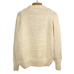 Chamula hand-knit Flag crewneck sweater in Ivory wool (restock)