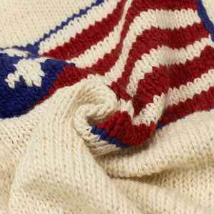 Chamula hand-knit Flag crewneck sweater in Ivory wool (restock)