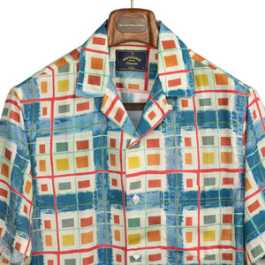 Color Case camp collar shirt in blue, multicolored print