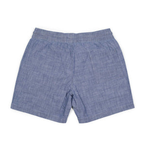 Chambray easy shorts in washed blue cotton chambray (restock)