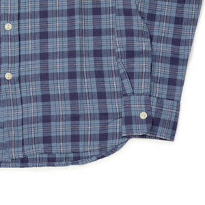 Hometeam workshirt in blue plaid cotton linen