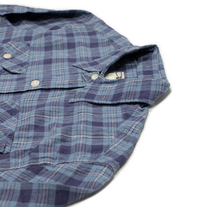 Hometeam workshirt in blue plaid cotton linen