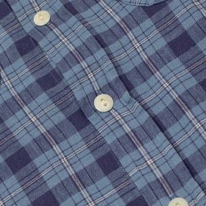 Hometeam workshirt in blue plaid cotton linen