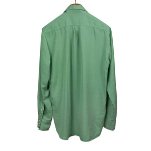 Pearlsnap shirt in celedon green tencel gabardine