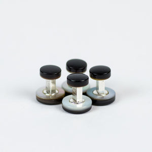 Eveningwear "Special Ceremony" tuxedo studs, mother-of-pearl finished with black epoxy