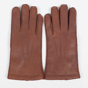 Peccary gloves in exclusive cognac brown color, cashmere lining