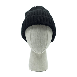 Chunky ribbed wool cap in black (restock)