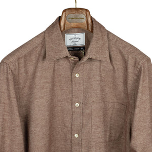 Teca shirt twill cotton flannel in Cinnamon brown