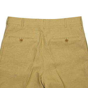 Exclusive "Manhattan" single-pleated high-rise wide trousers in tan Irish linen (restock)