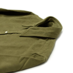 Pearlsnap Western shirt in olive cotton moleskin