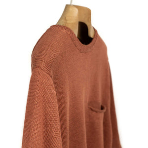 Exclusive knit pocket tee in rust linen