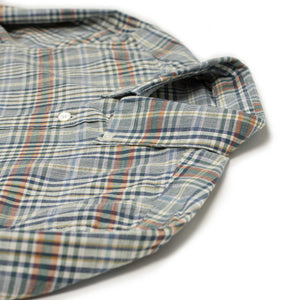 Summer Plaid button down shirt blue, white, and green cotton plaid