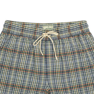 Summer Plaid easy shorts in blue, white, and green cotton plaid