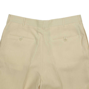 Exclusive Brooklyn double-pleated high-rise wide trousers in cream Irish linen