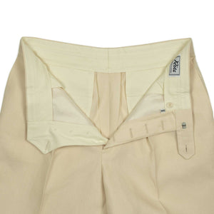 Exclusive Brooklyn double-pleated high-rise wide trousers in cream Irish linen