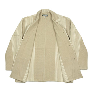 Italian Jail Jacket in natural striped linen and cotton canvas