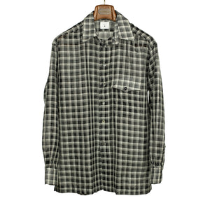 Come-Up-To-The-Studio shirt in black and white check open-weave cotton silk