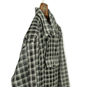 Come-Up-To-The-Studio shirt in black and white check open-weave cotton silk