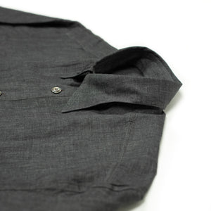 The Shell Collector shirt jacket in charcoal linen plainweave