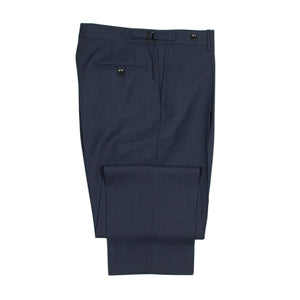 Exclusive Westside side-tab pleated high-rise wide trousers in navy fresco wool