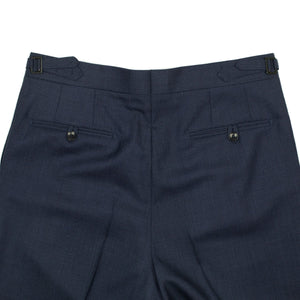 Exclusive Westside side-tab pleated high-rise wide trousers in navy fresco wool