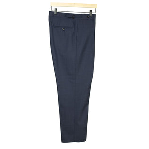 Exclusive Westside side-tab pleated high-rise wide trousers in navy fresco wool