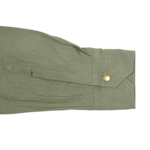 Pearl snap Western shirt in green cotton seersucker