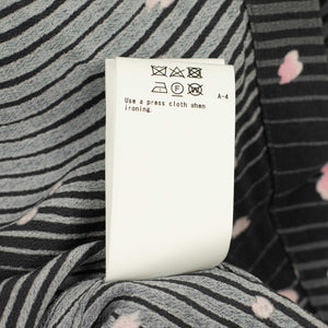 Camp collar shirt in Minamo Sakura printed grey rayon crepe