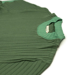 Comoda knit ringer tee in moss green cotton rib