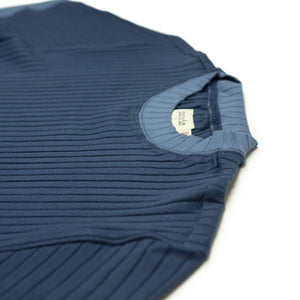 Comoda knit ringer tee in ocean blue and navy cotton rib