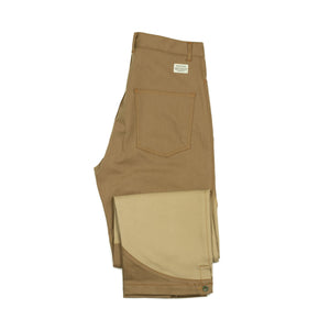 Range pant paneled trousers in oak brown and wheat stretch cotton twill