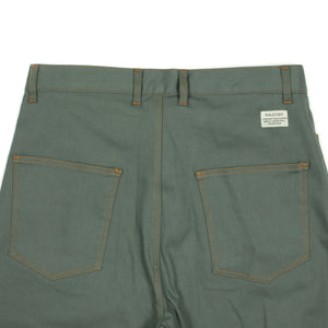 Range pant paneled trousers in moss and pistachio green stretch cotton twill