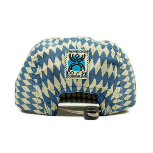 Lo-fi runner cap in bagru blue diamond checker cotton