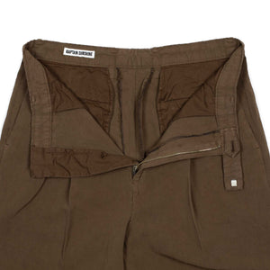 Double pleated trousers in cocoa brown cotton linen (separates)