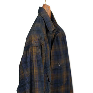 Giorgio oversized work shirt in shadow plaid cotton micro-corduroy