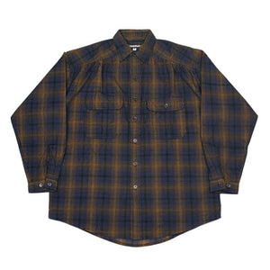 Giorgio oversized work shirt in shadow plaid cotton micro-corduroy