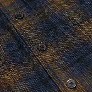 Giorgio oversized work shirt in shadow plaid cotton micro-corduroy