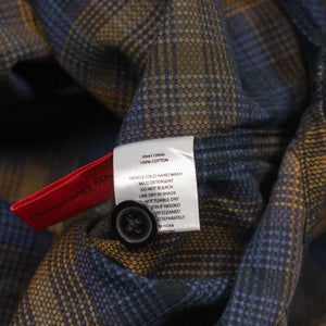 Giorgio oversized work shirt in shadow plaid cotton micro-corduroy