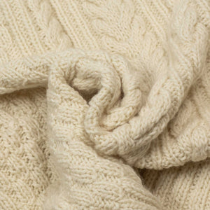 Chamula handknit fisherman pullover in Ivory merino wool