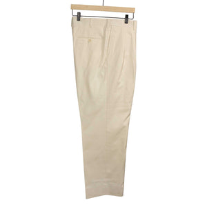 Exclusive Brooklyn double-pleated high-rise wide trousers in cream cotton twill