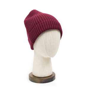 Aasmara wool beanie hat in burgundy wool mix